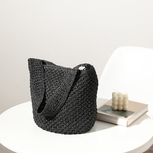 Hand Woven Bag Woven Bag Straw Bag Woven Bag Bucket Bag Seaside Vacation Beach Bag