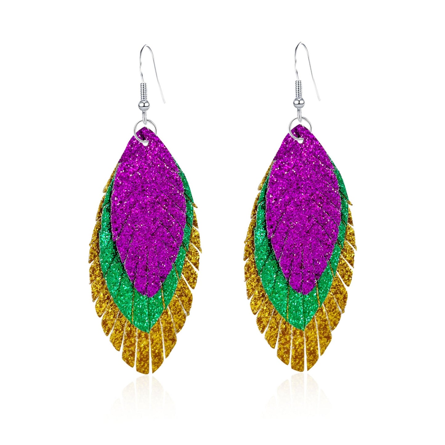 Bohemian Geometric Drop Earrings - Lightweight Feather, Leaf & Multi-Color Fringe Triple Tassel Dangles