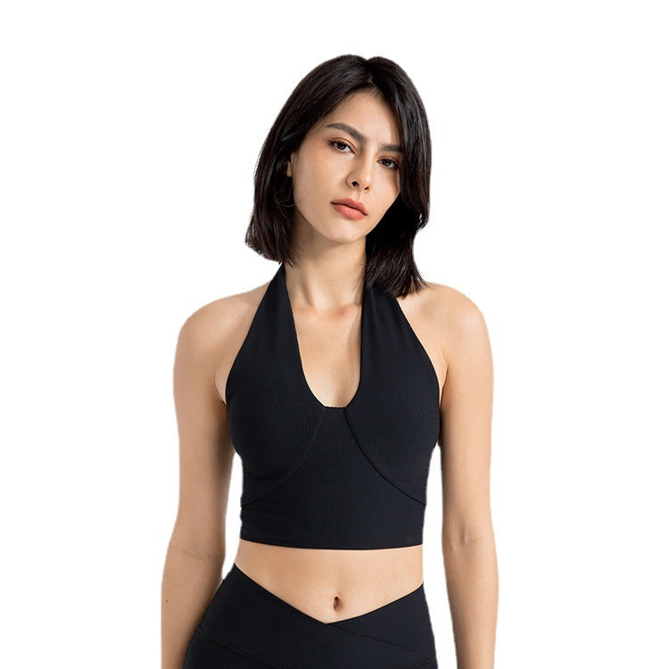 Sports Underwear Women Shockproof Running Sports Fitness Halter Backless Bra Skinny Yoga Clothes Vest Top