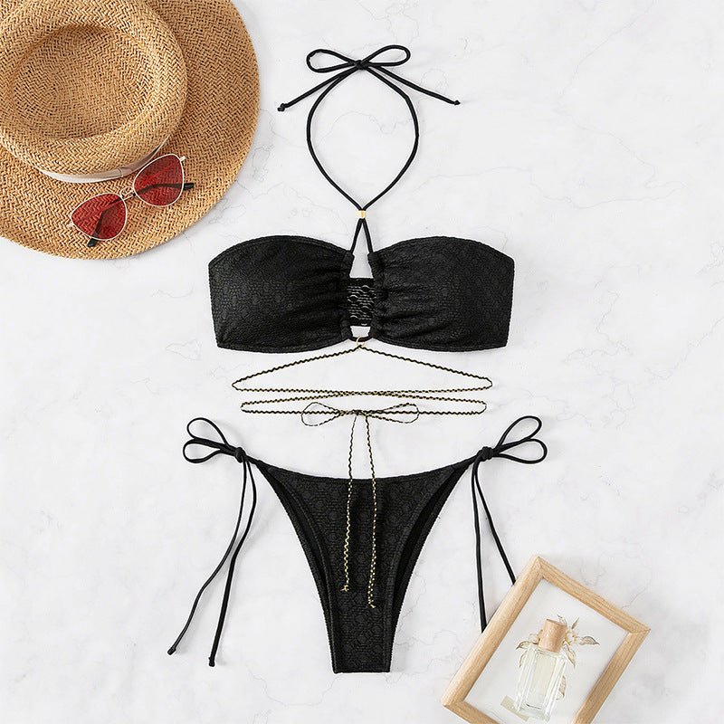 Bikini Swimsuit for Women Sexy Solid Color Beach Bikini Spring Swimsuit