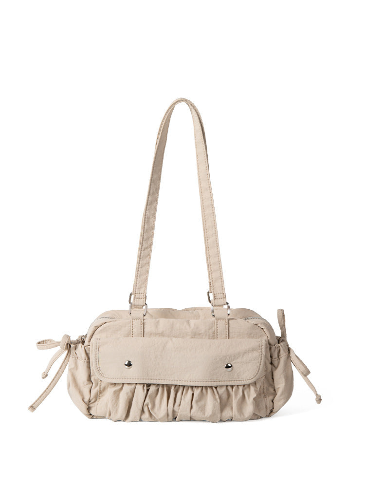 Small shoulder bag for women, pleated nylon underarm bag, baguette bag, fashionable large capacity shoulder bag for women hobo
