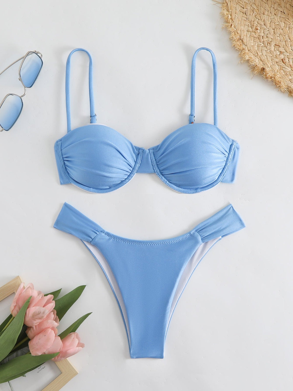 Bikini sexy solid color swimsuit women split swimsuit women bikini