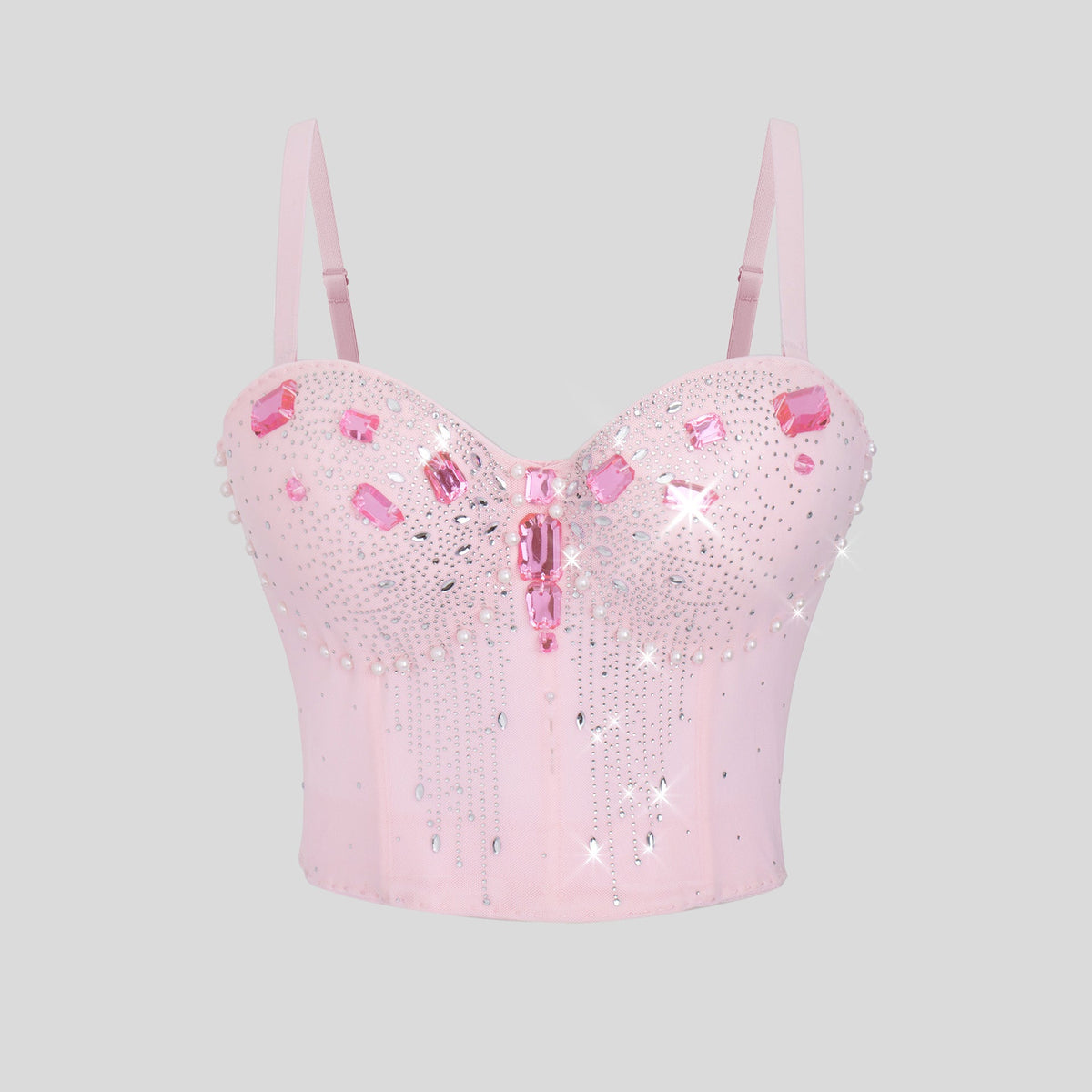 Women Wear Tube Top Rhinestone Chain Handmade Small Vest Sling Basic Design