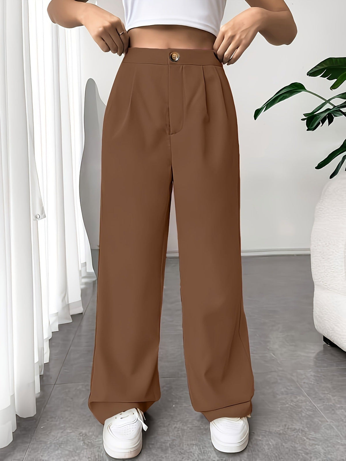 Autumn Winter tailored trousers Women High Waist Drooping Loose Straight Slimming Casual Mop Pants