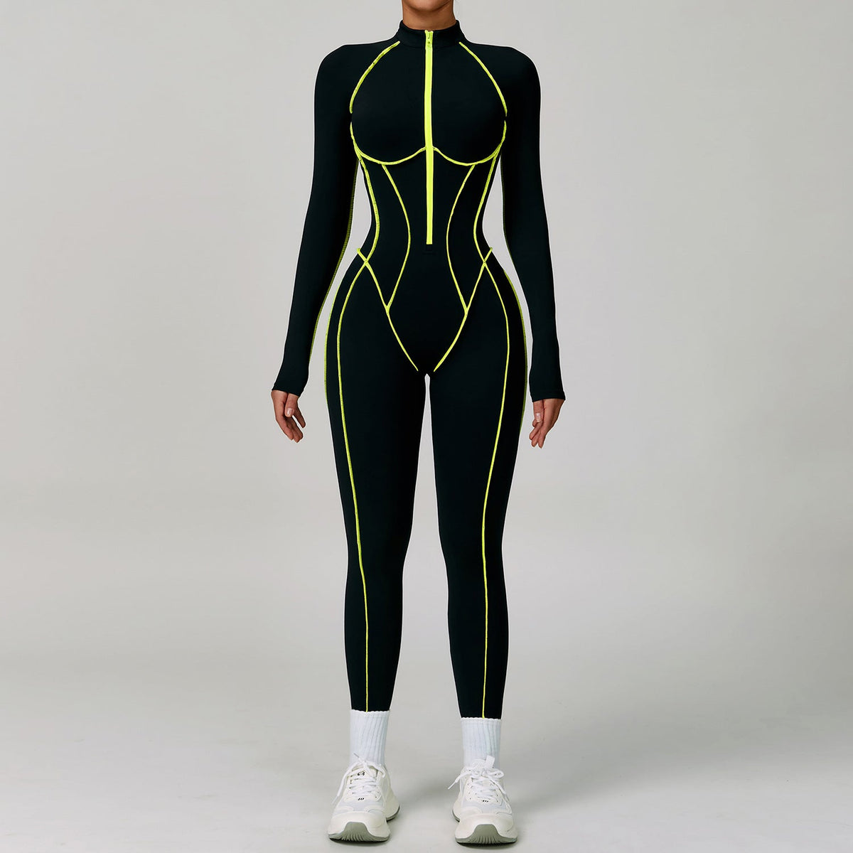Contrast Color One Piece Quick Drying Yoga Clothes Back Tight Workout Clothes High Strength Sports Running Jumpsuit