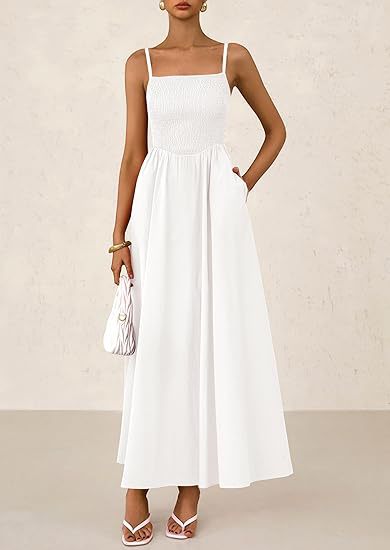 Women's Wear, Thin Shoulder Strap Pleated Vest, Suspender Pocket Dress