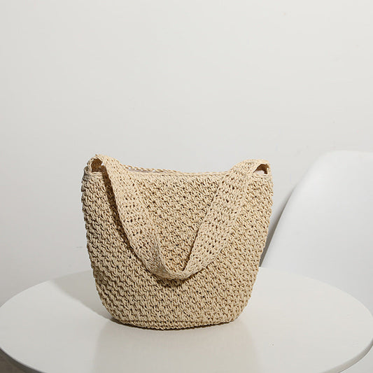Hand Woven Bag Woven Bag Straw Bag Woven Bag Bucket Bag Seaside Vacation Beach Bag