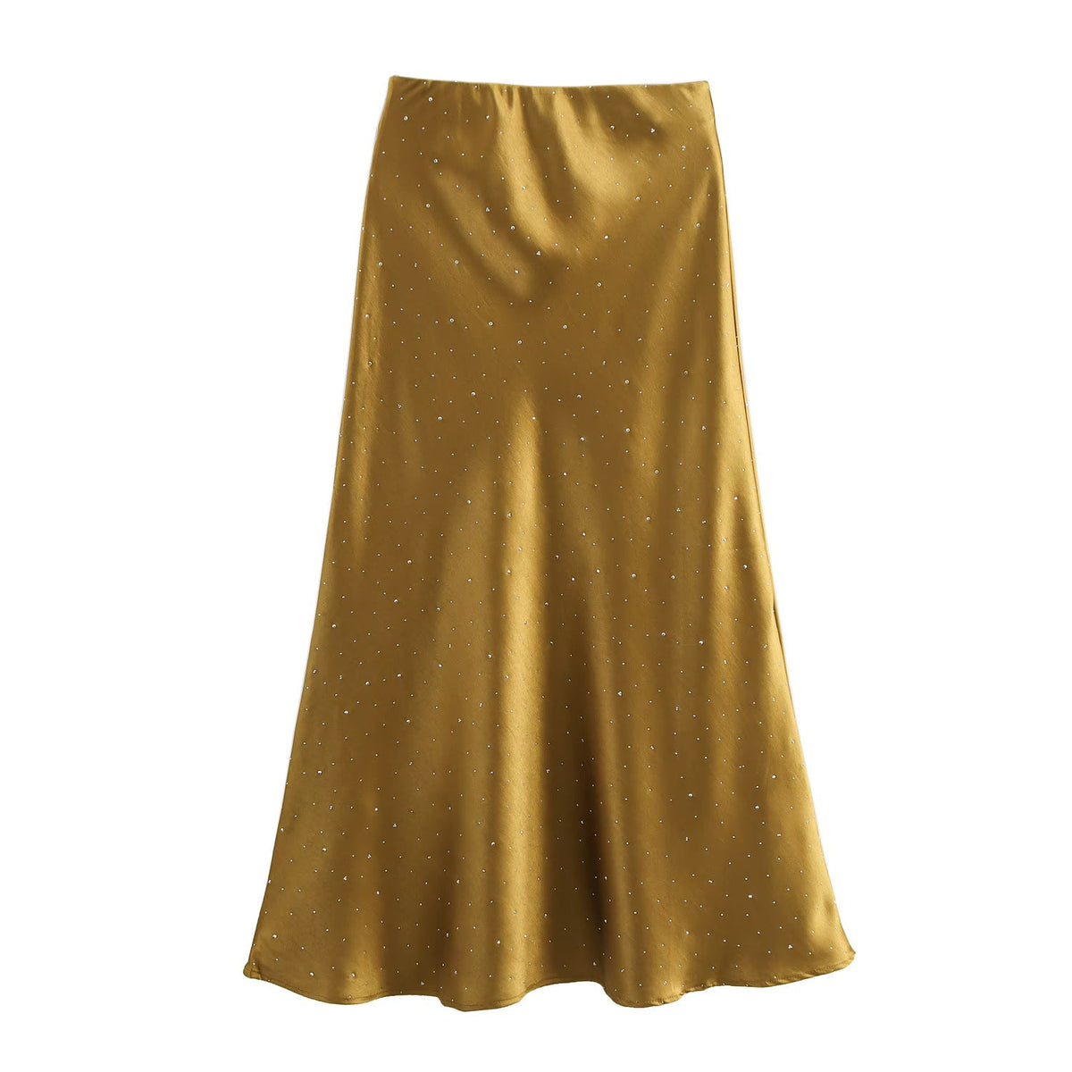 Spring Women Clothing Slimming Solid Color Rhinestone Fit Fishtail Long Skirt