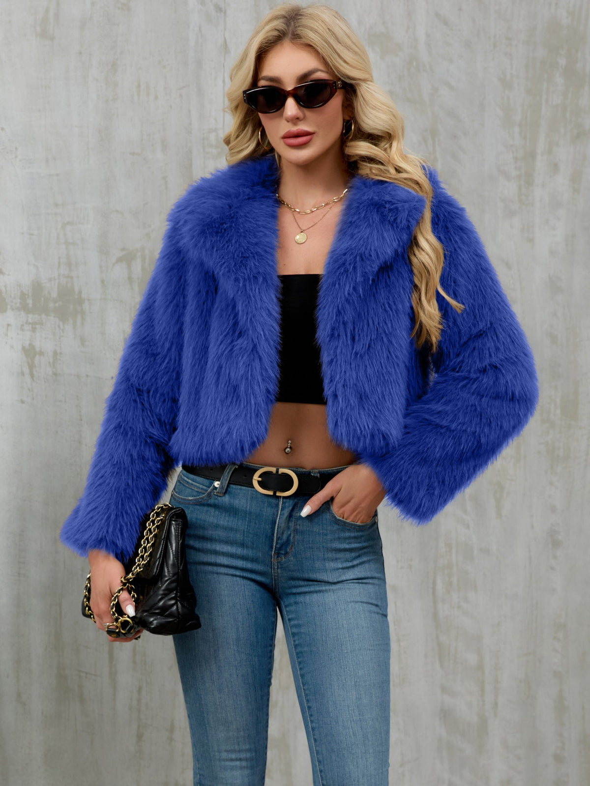 Autumn Winter Women Clothing Plush Short Jacket Faux Fur Coat Suit Collar Outer Coat