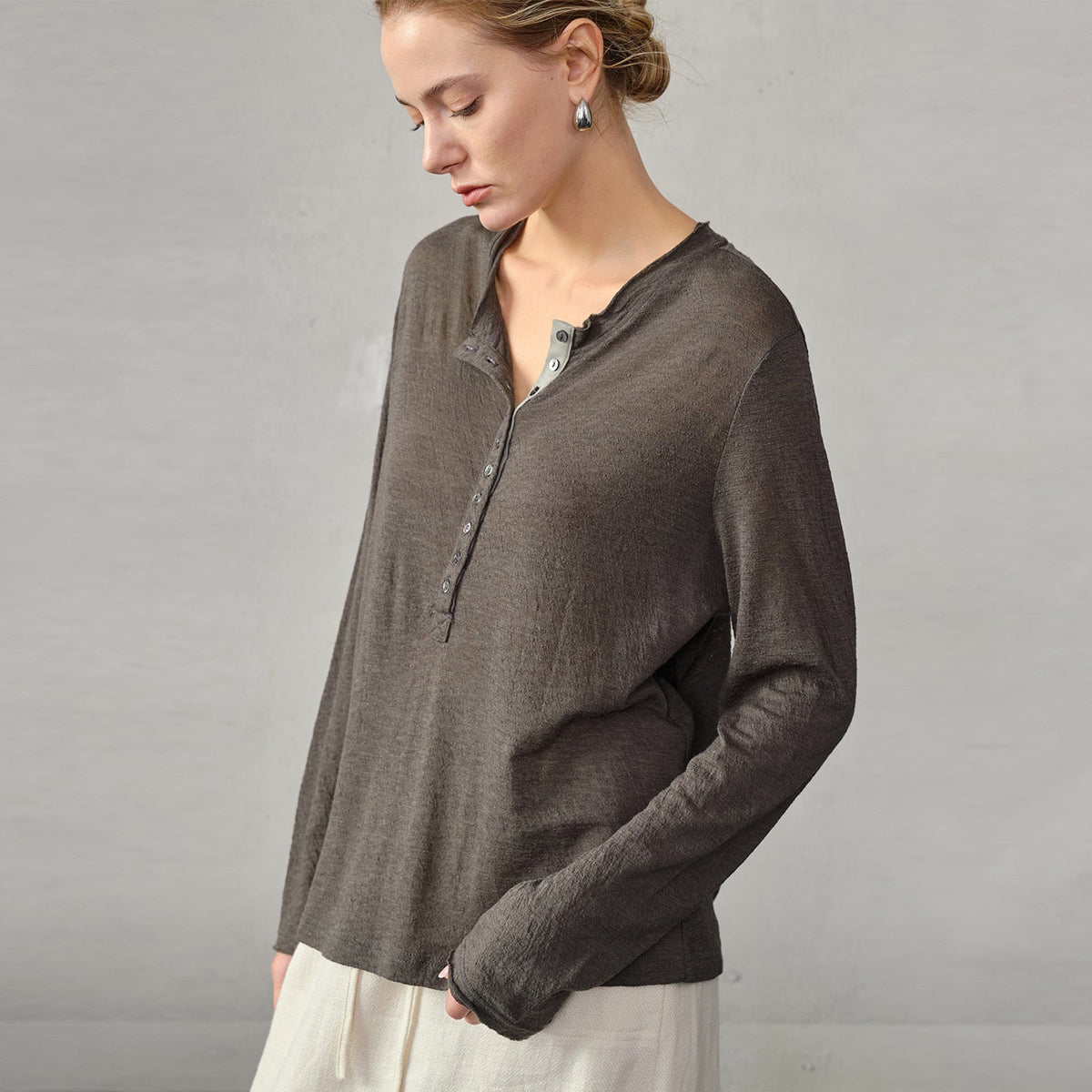 Wool Sweater Jacquard Loose Fitting Long Sleeved T shirt Bottoming Shirt Women Autumn Winter Half Open Collar Contrast Color Office Top
