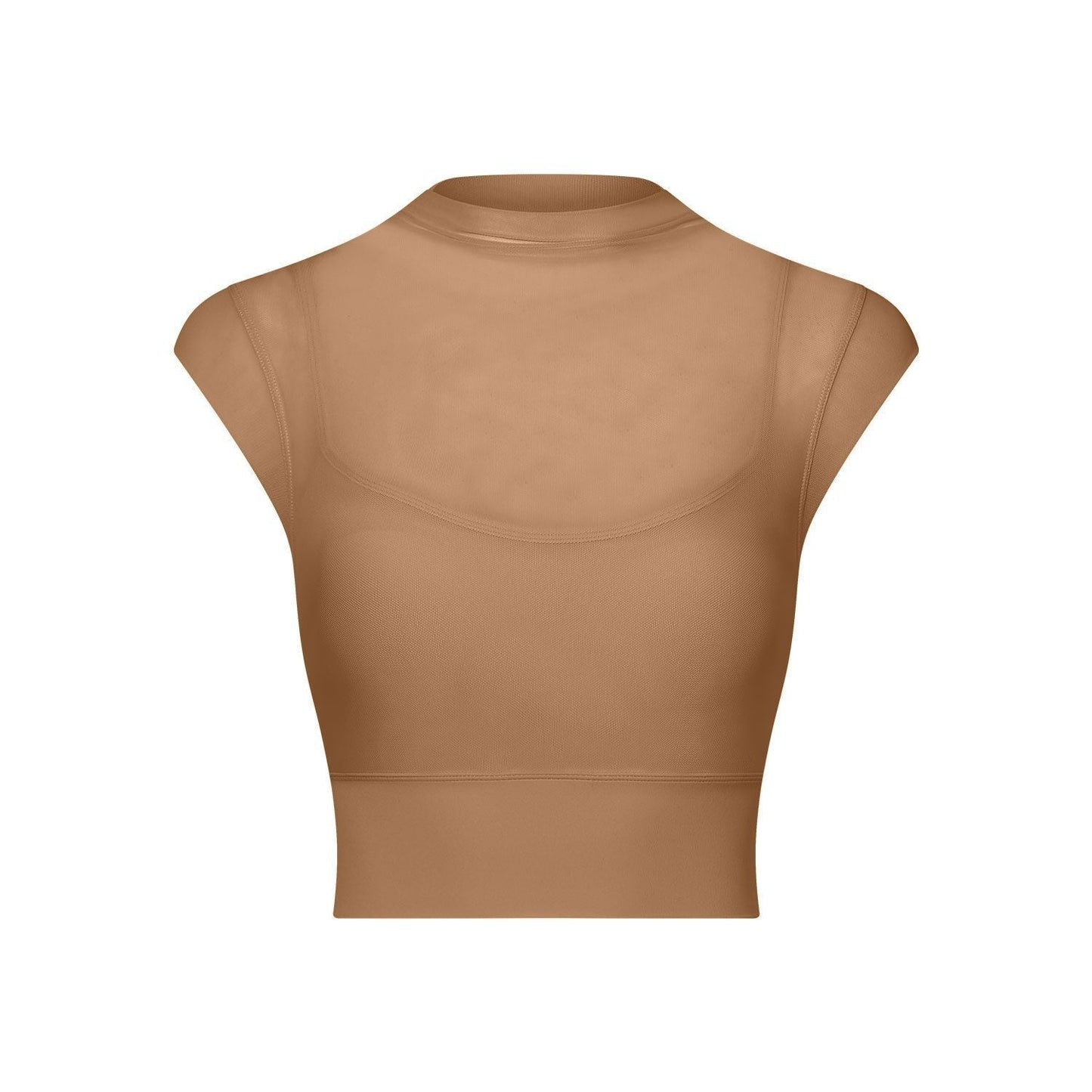 Sexy Mesh Yoga Clothes Flounced Sleeve Running Quick Drying Sports Bra with Chest Pad One Piece Cup Workout Clothes Top