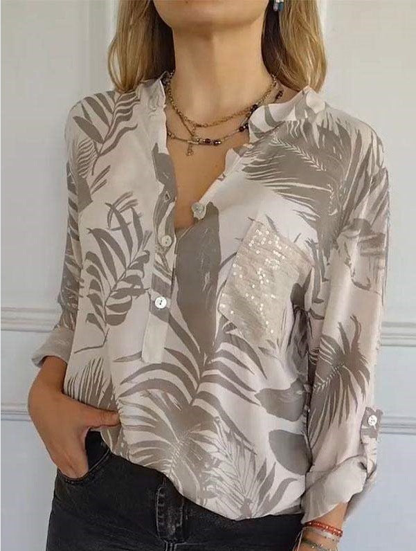 Women Ladies Design V neck Printed Top