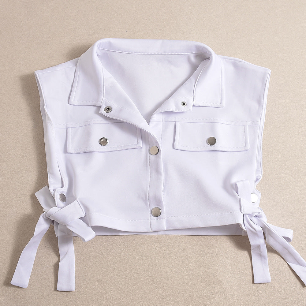 Women Clothing Snap Lace up Trendy Hollow Out Cutout out Overalls Vest Top