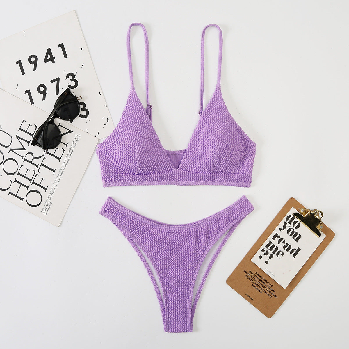 Swimsuit Women Split Three Point Solid Color Special Fabric Internet Celebrity Bikini