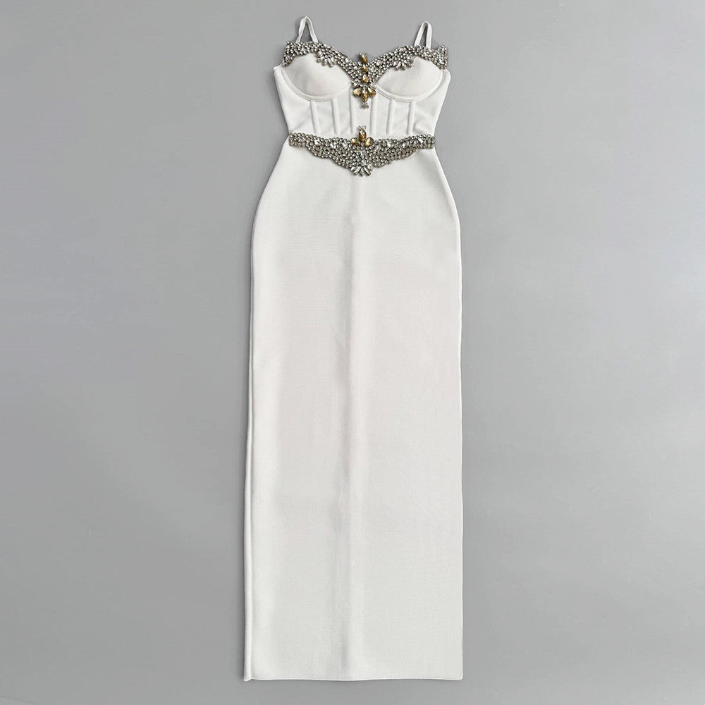 Diamond Strap Bandage Dress Socialite Slim Fit Dress Boning Corset Dress