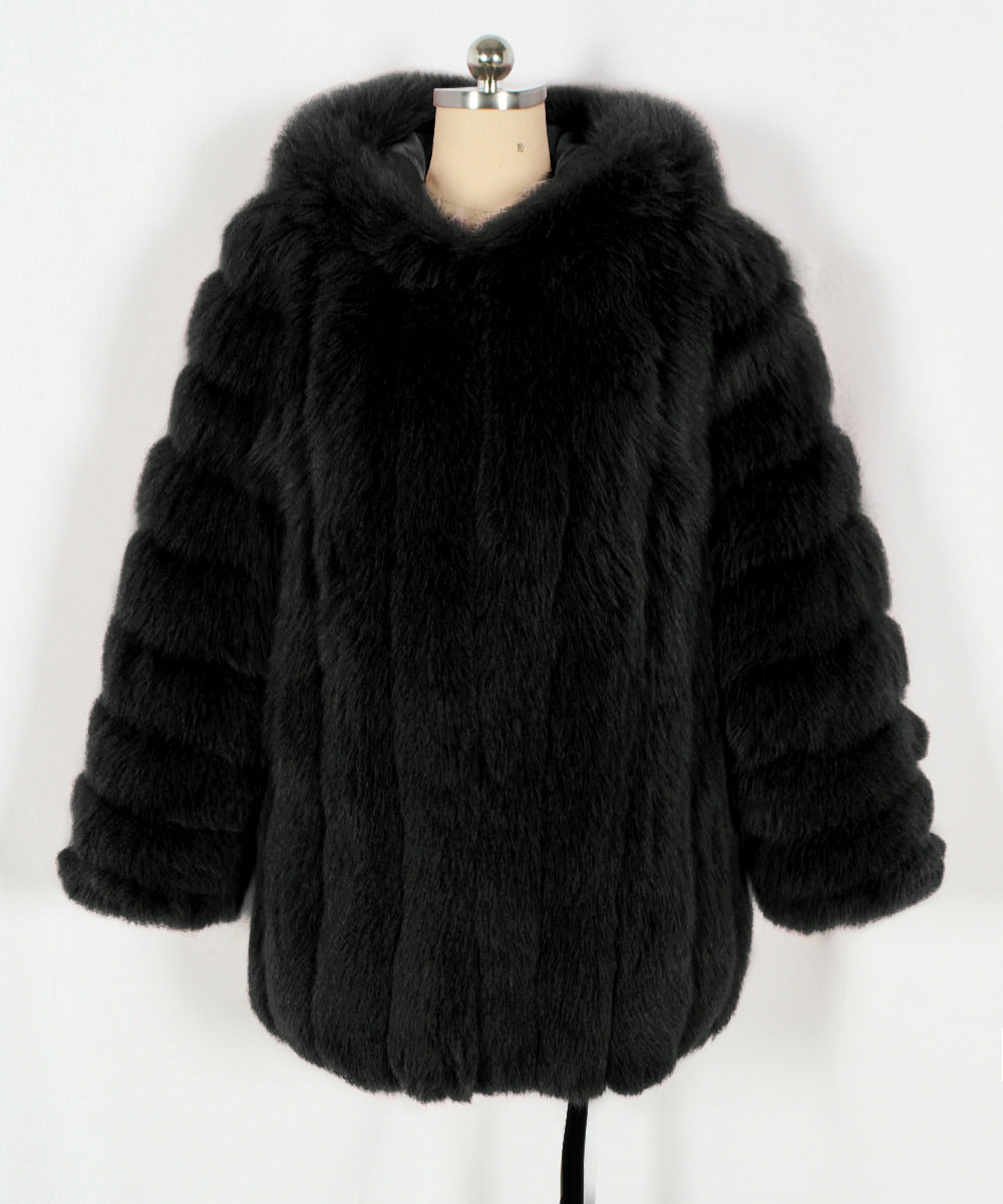 Autumn Winter Faux Fur Warm Plush Women Overcoat Faux Fur Jacket Environmental Protection Fur