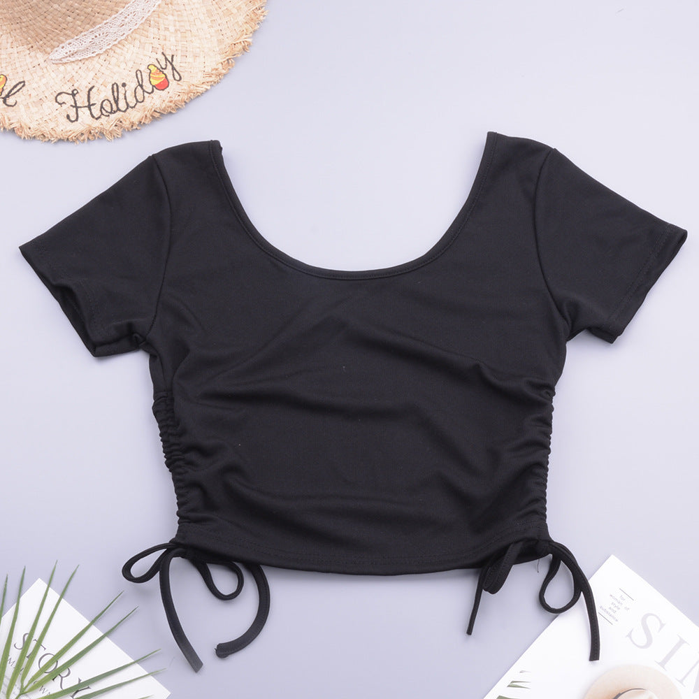 Beach Holiday Solid Color Linen Modal Comfortable Women Adjustable Top