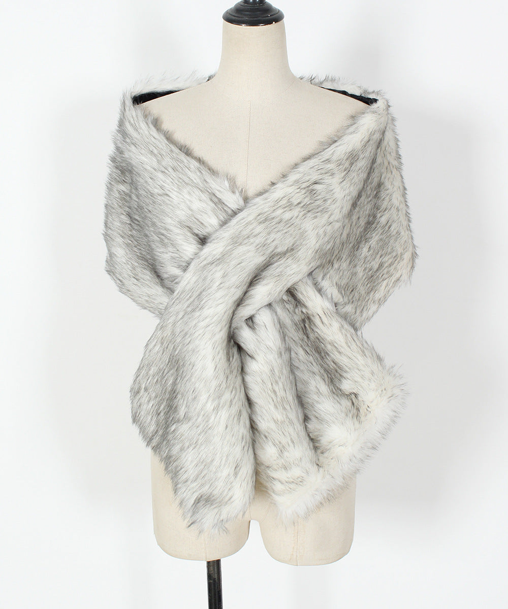 Autumn Winter Faux Fur Talma Scarf Multi Color Scarf Bridal Dress Cross Shawl