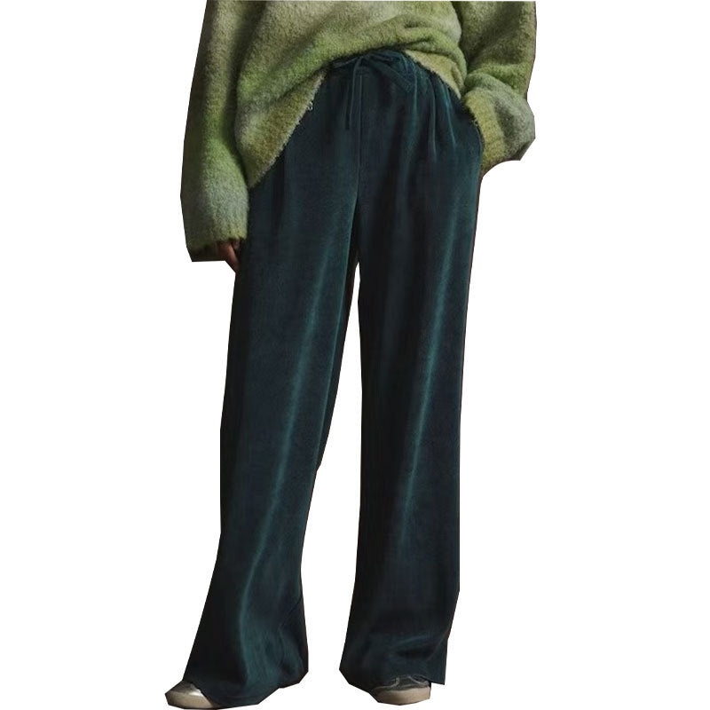 Women Solid Color Wide Casual Pants