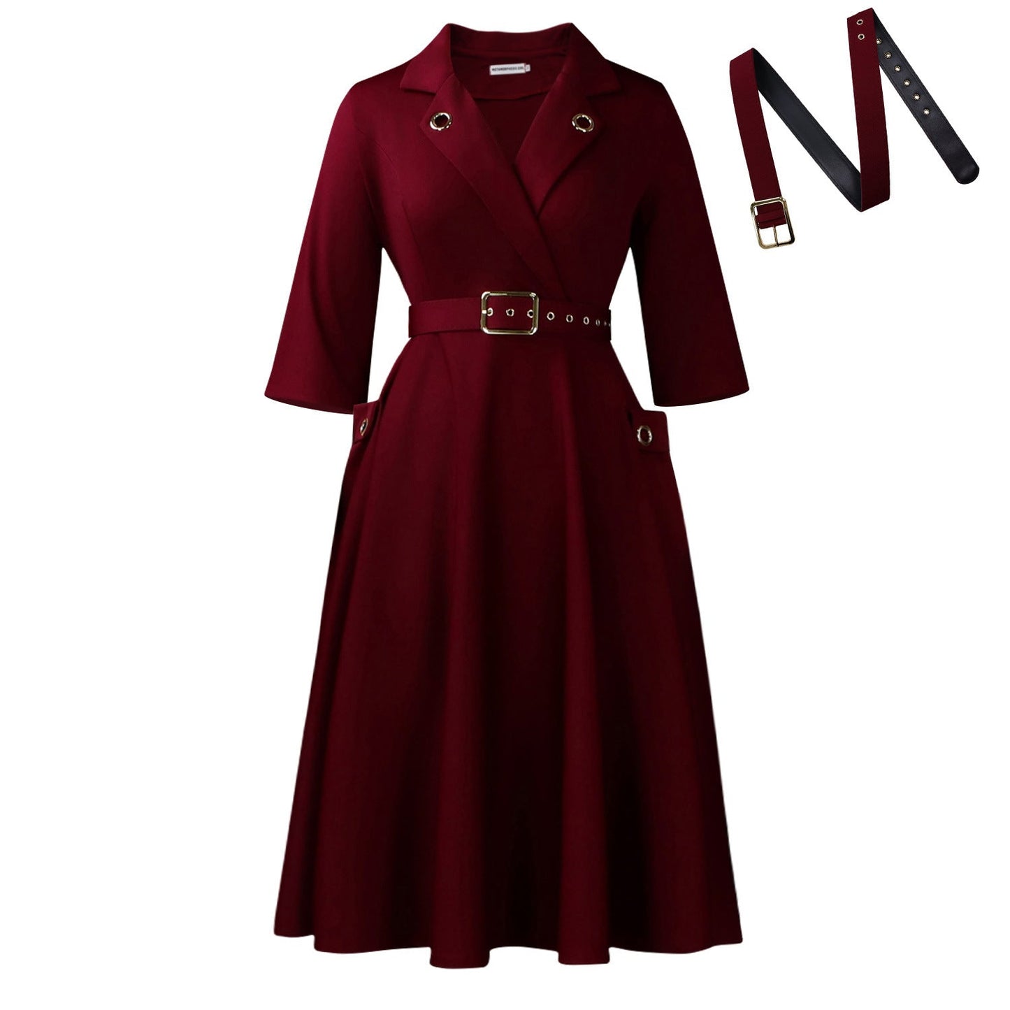 Winter Sexy Elegant Collared Waist Tight Business Dress Graceful Fashionable Solid Color Dress