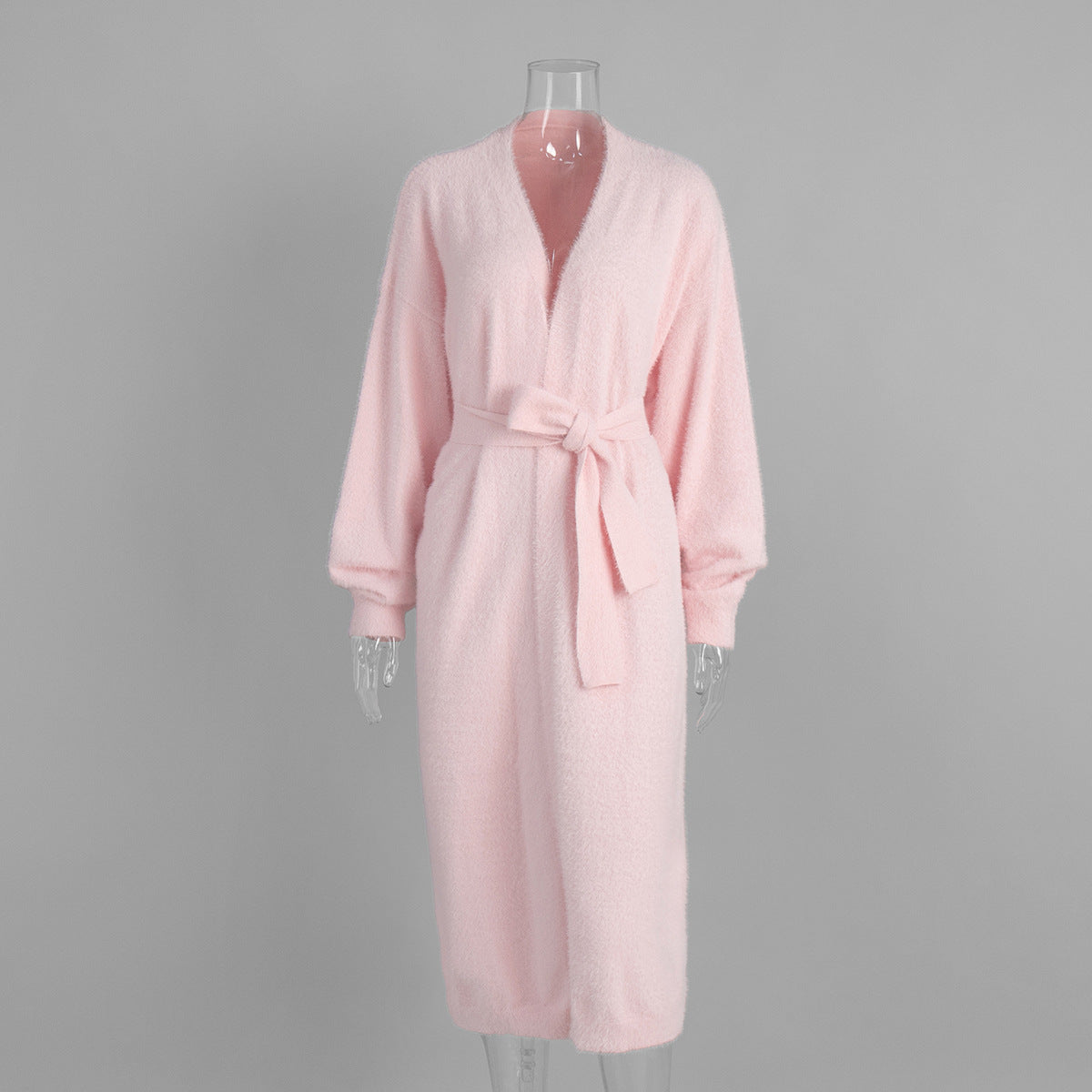 Mink Wool Knitted Sweater Cardigan Autumn Winter Lengthened Mink Velvet Cardigan Robe Idle Loose Sweater