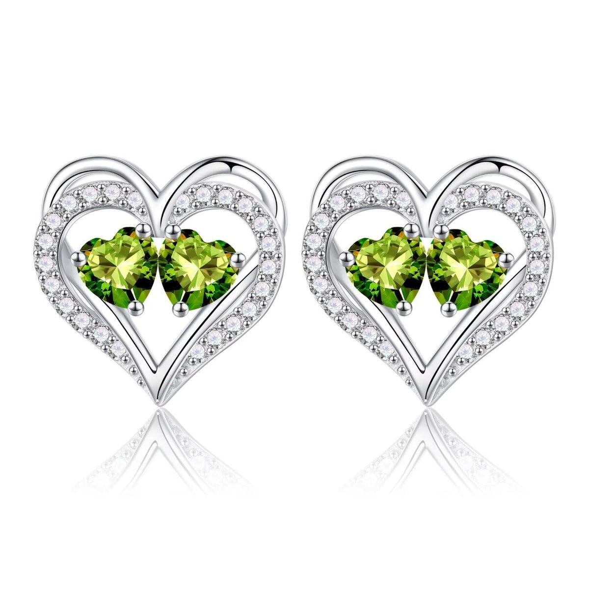 Sterling Silver Birthstone Heart Earrings