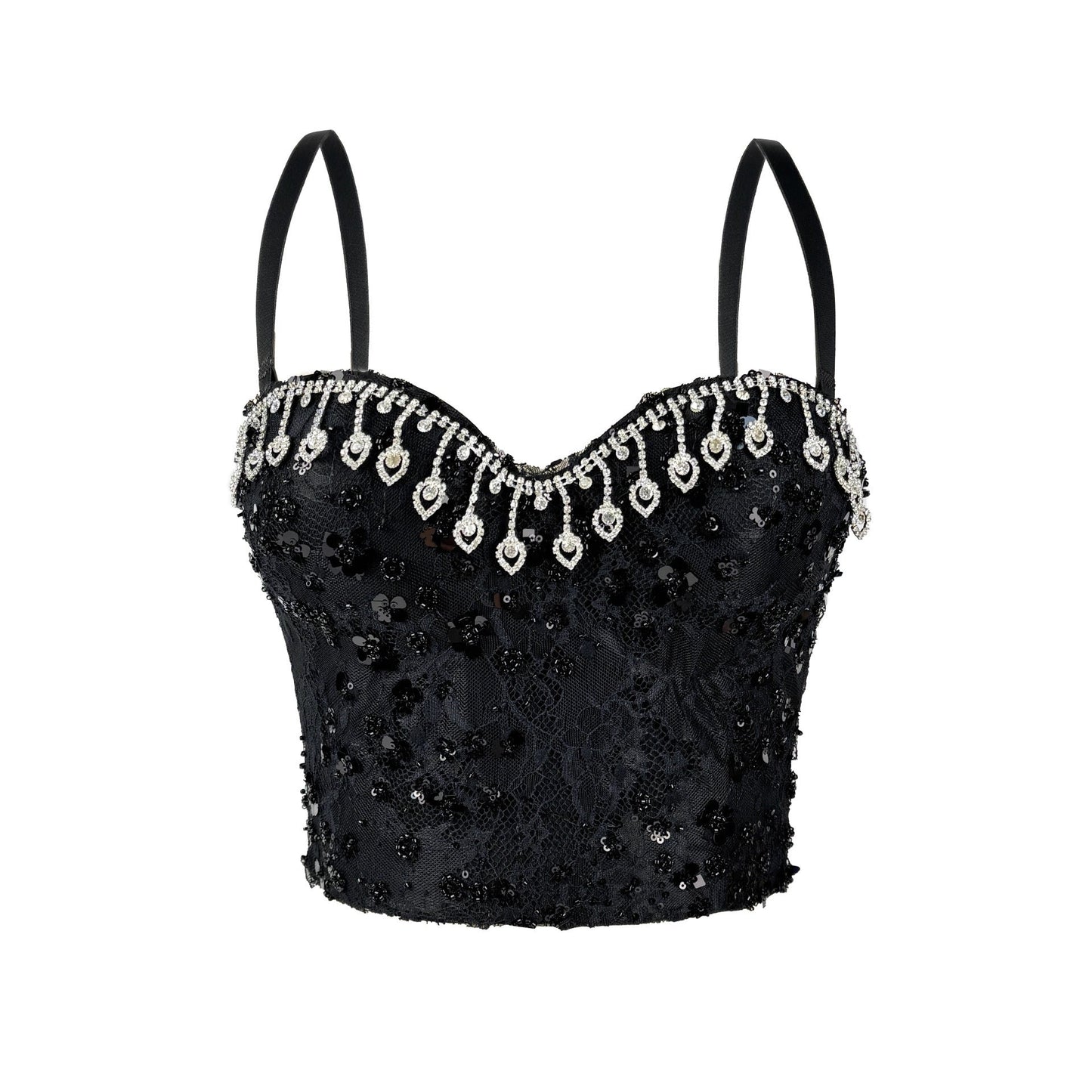 Rhinestone Tassel Boning Corset Corset Party Sequ Camisole Slim Fit Slim Sexy Boning Corset Tube Top