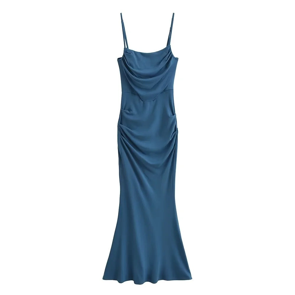 Sexy Sexy Pleated Boning Corset Strap Dress Summer Waisted Slim Fit Package Hip Dress