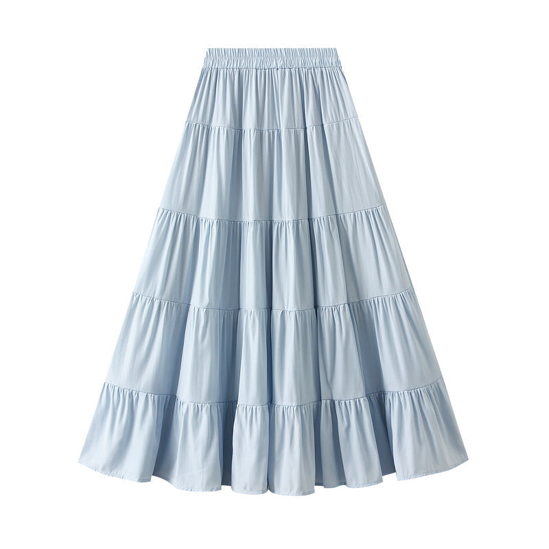 Gentle Sweet Large Swing Tiered Dress Skirt Women Spring Mid Length Dress Maxi Dress