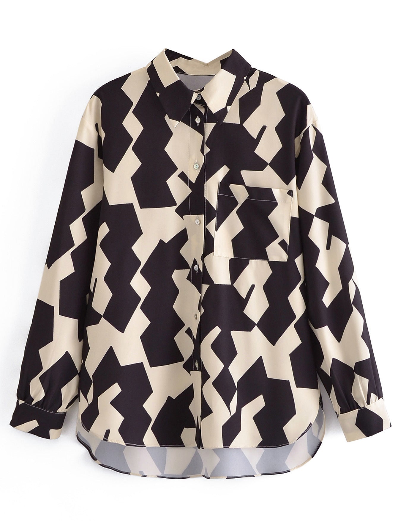 Autumn Tuyere Pocket Decoration Printed Shirt