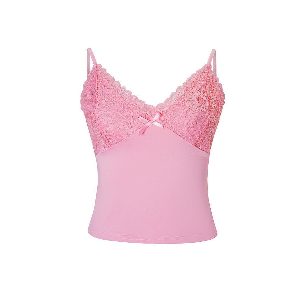Women Clothing Summer Sexy V Collar Polka Dot Printed Camisole Top