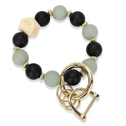 PU Tassel Keychain Women's Bag charm Silicone Beaded Keychain Wristlet Key Ring Bracelet Cute Car Key Chain Holder for Women Girls