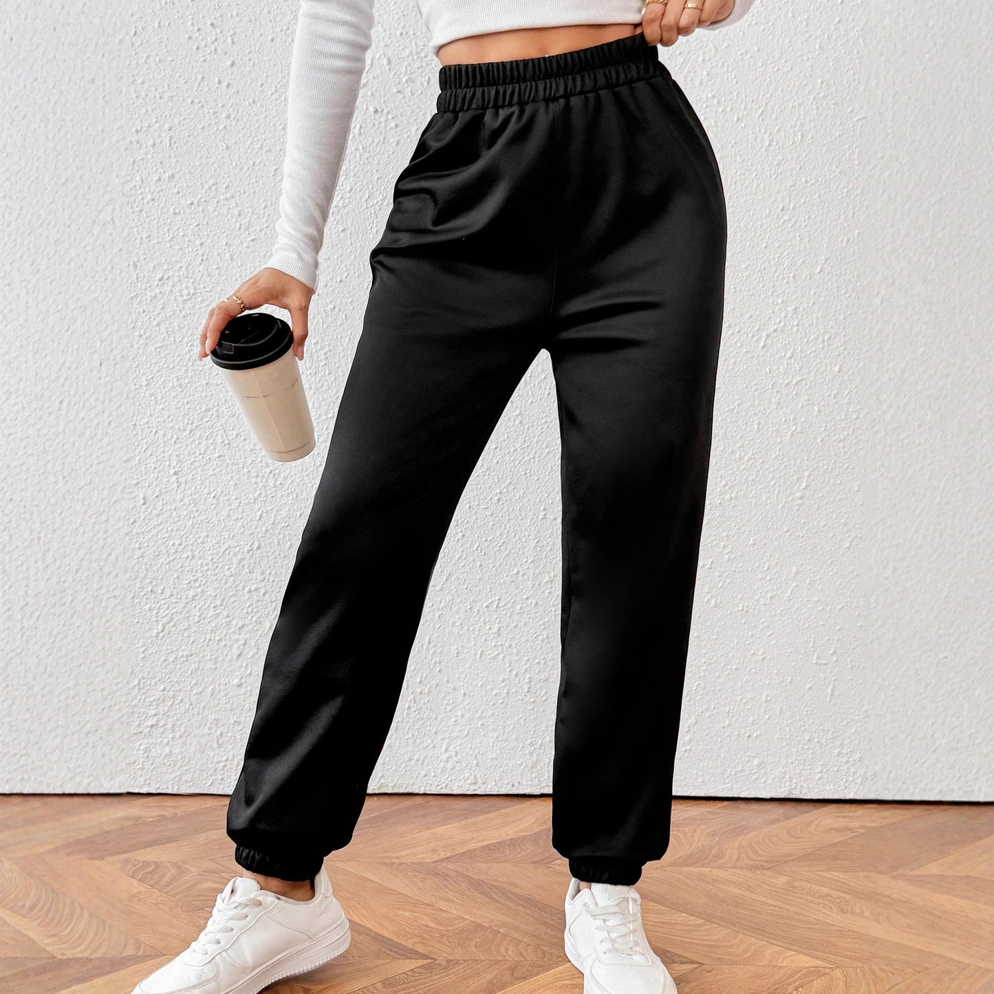 Winter Lambswool Fleece Thick Sweat Pants Ankle Tied Puff Casual Pants Loose Comfortable All Matching