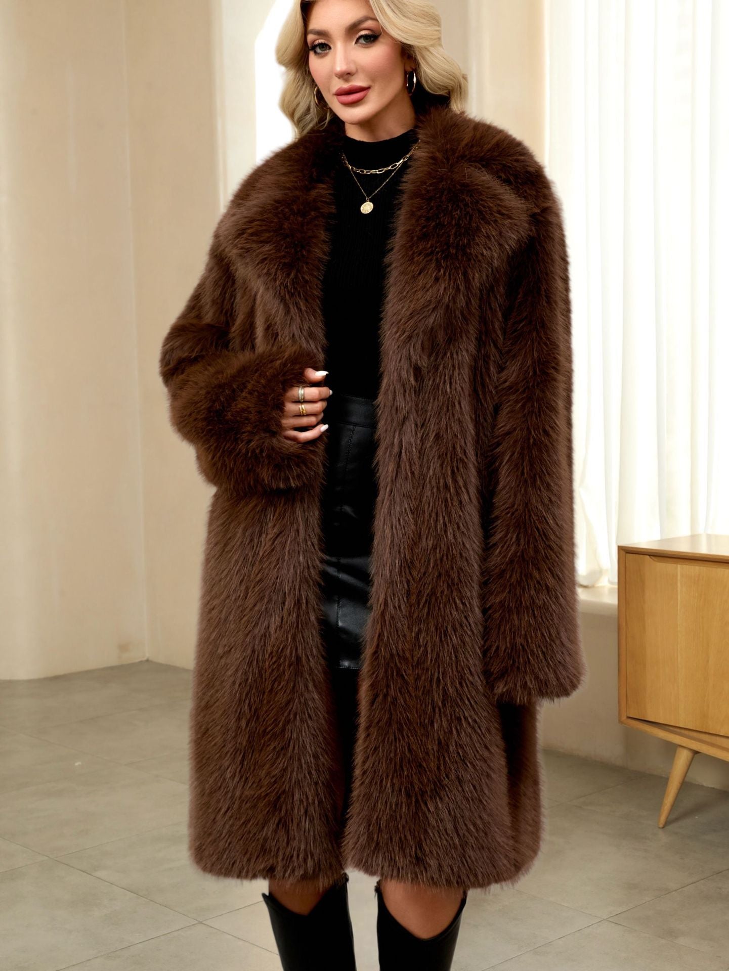 Women Clothing Plush Coat Autumn Winter Faux Fur Plush Coat