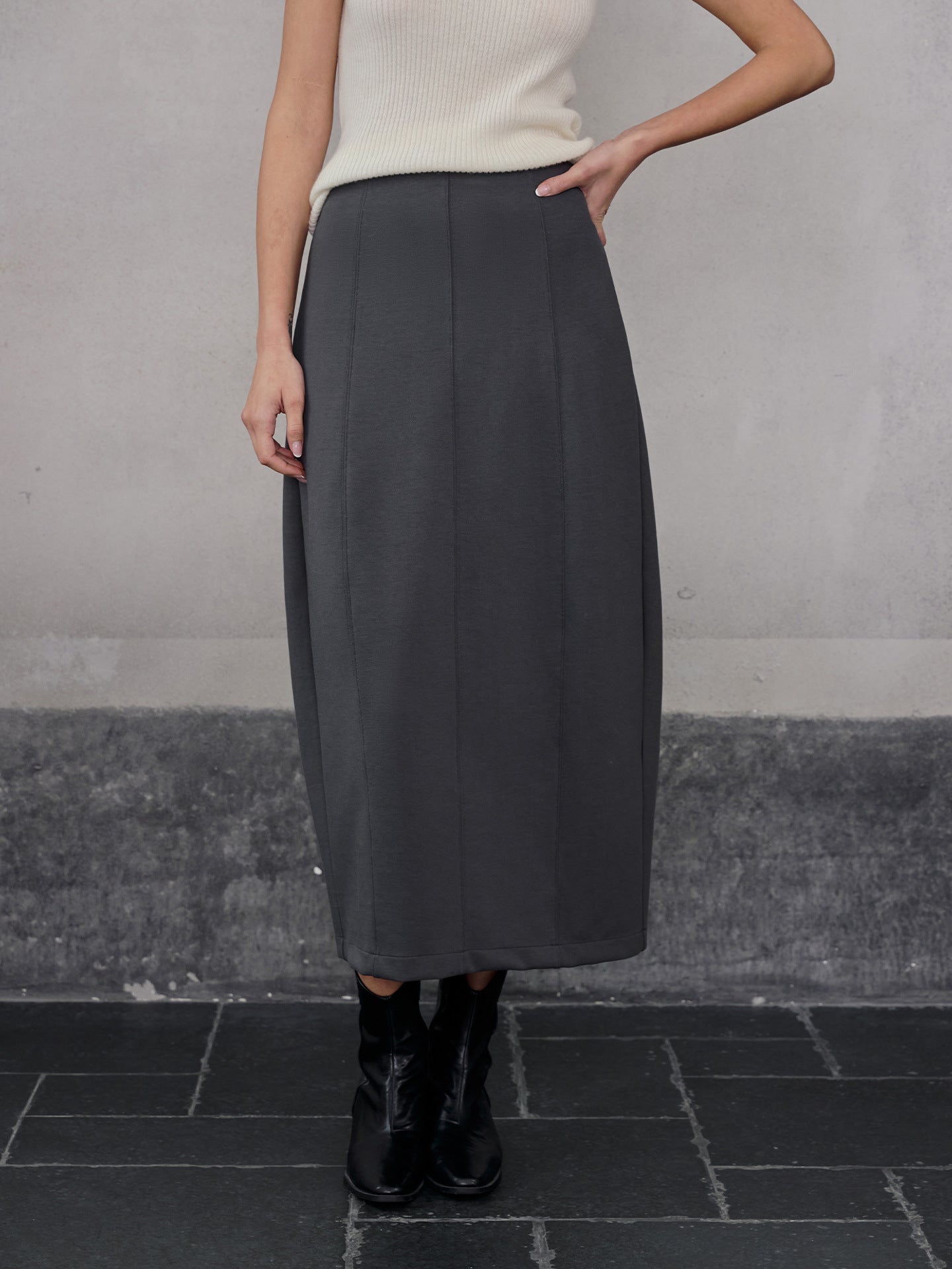French Office Skirt Women Autumn Winter Back Slit Loose Straight Dress Package Hip Three Dimensional Split Bud Skirt