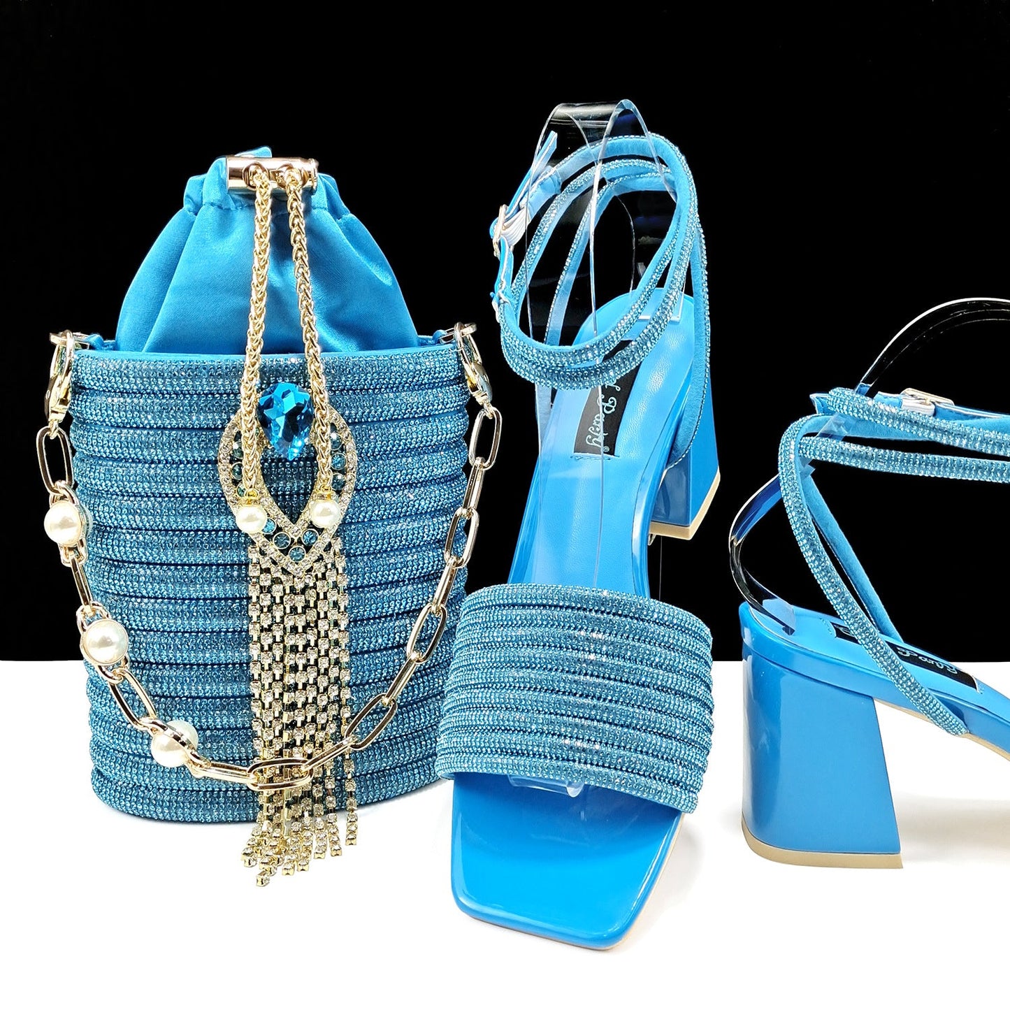 Women Shoes Bags Two Piece Sets Tassel Decorative Ankle Strap Simple Elegant Cocktail Or Daily