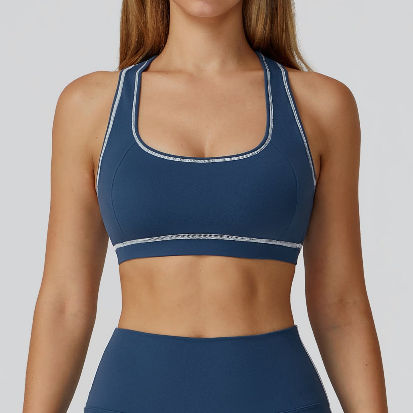 Contrast Color Brushed Yoga Bra H Shaped Beauty Back Sports Vest Outdoor Sports Running Exercise Underwear