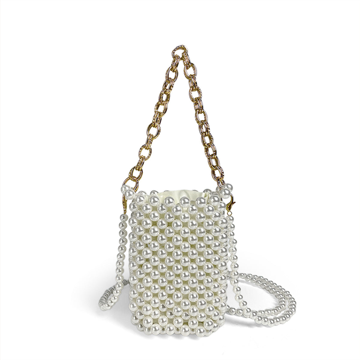 Pouch All Match Handmade Beaded Bag Pearl Hand Bag Chain Crossbody Phone Bag Lightweight