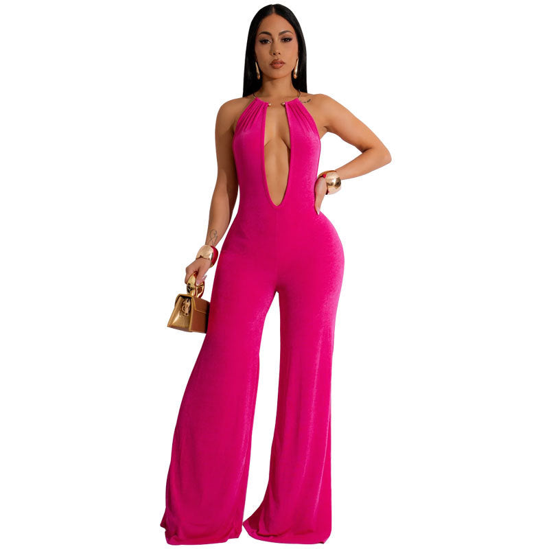Jumpsuit Women Trousers Solid Color Sexy Casual Jumpsuit