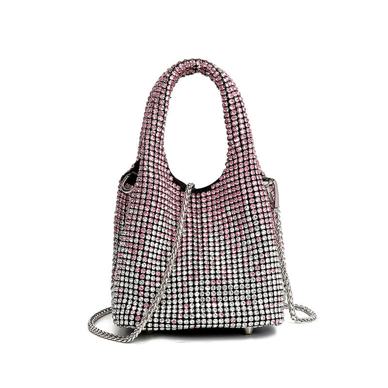 Dinner Bag Full Diamond Women Handbag Rhinestone Bucket Bag Shoulder Crossbody Women Bag King Diamond Bag