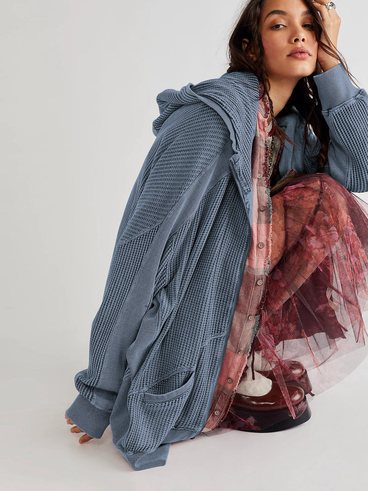 Cardigan Zipper Sweatshirt Home Wear Women Outerwear Hoodie Long Coat
