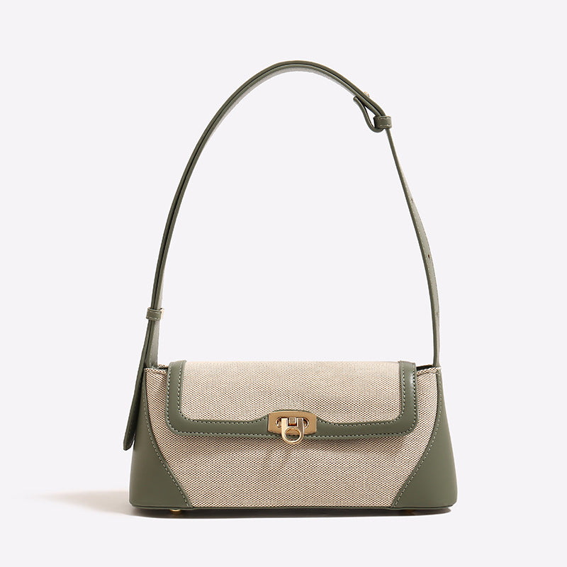 Small shoulder purse, female design retro armpit bag, canvas splicing shoulder crossbody bag