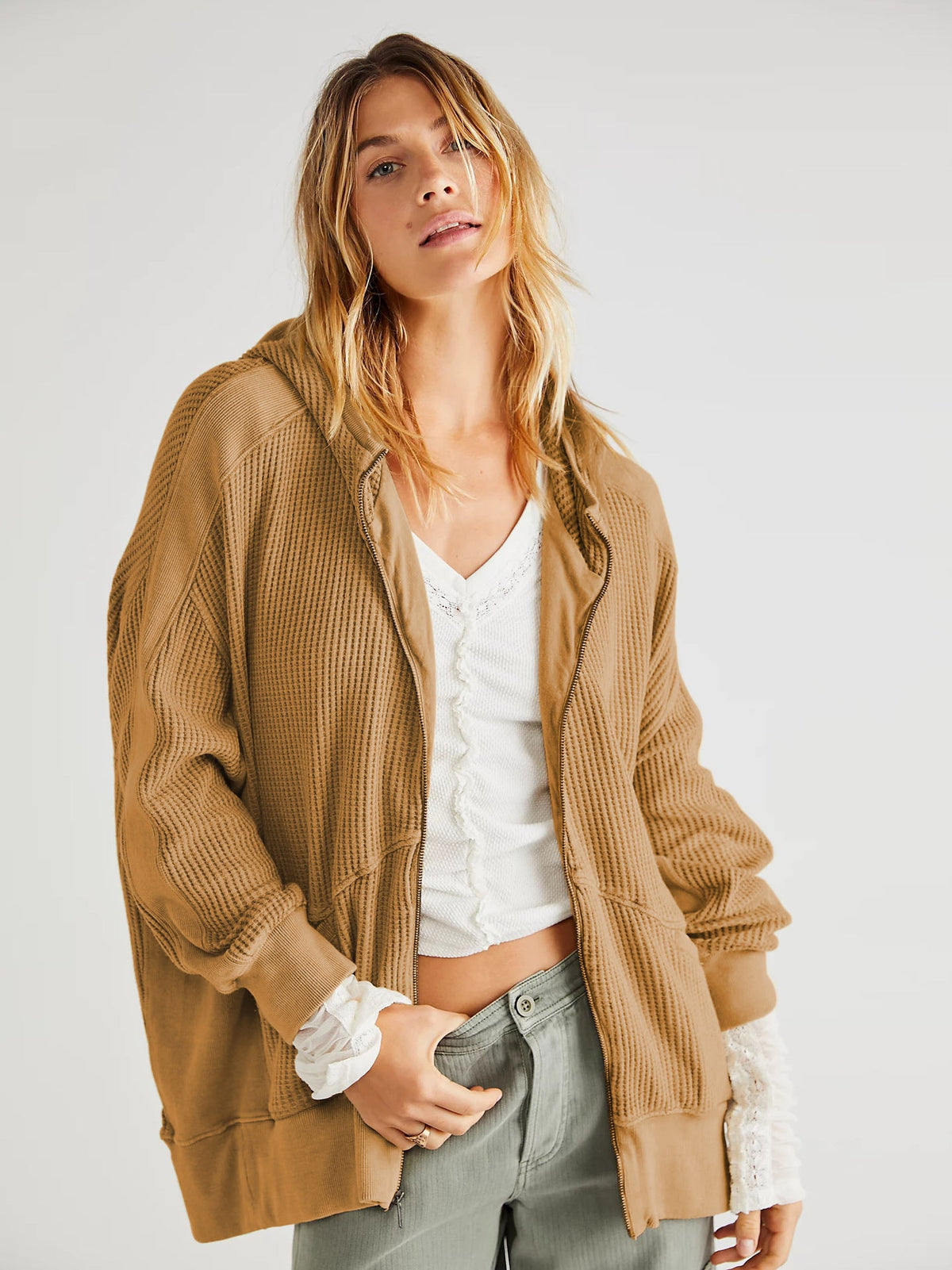 Cardigan Zipper Sweatshirt Home Wear Women Outerwear Hoodie Long Coat