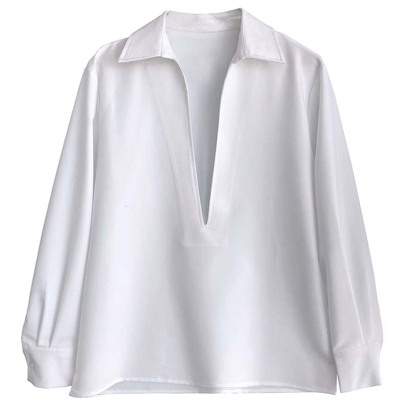 Autumn Young Long Sleeve V-neck Shirt Women Fashionable Outerwear Bandage Top