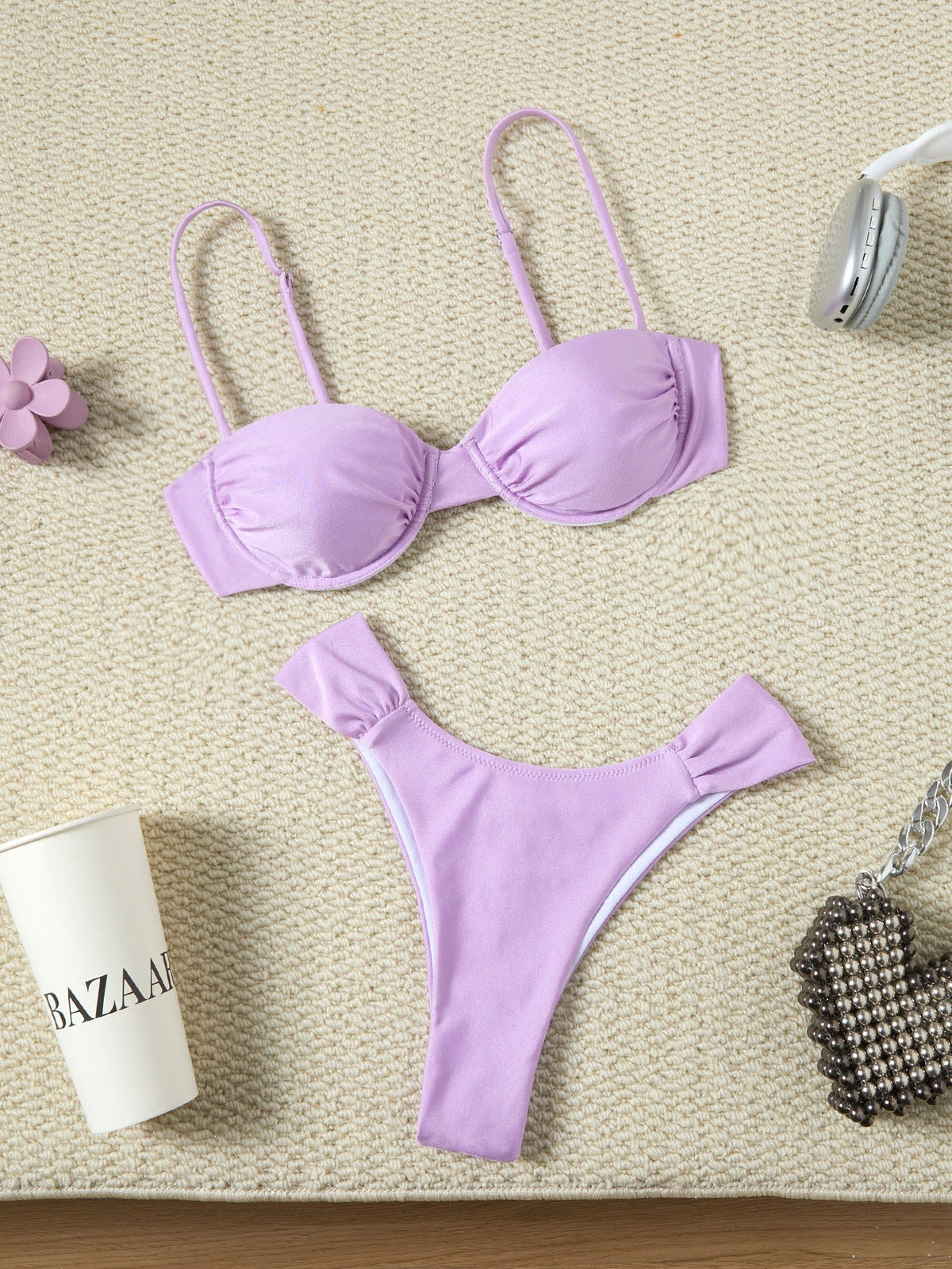 Bikini sexy solid color swimsuit women split swimsuit women bikini