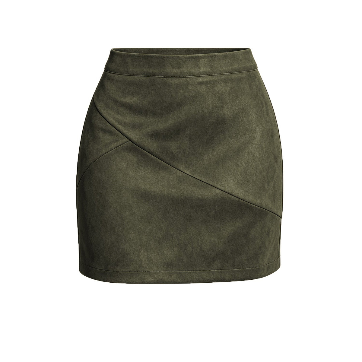 Women Clothing Autumn Winter Suede Skirt High Waist Zipper Splicing Skirt Women