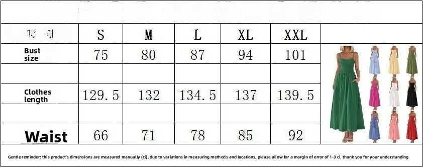 Women's Wear, Thin Shoulder Strap Pleated Vest, Suspender Pocket Dress