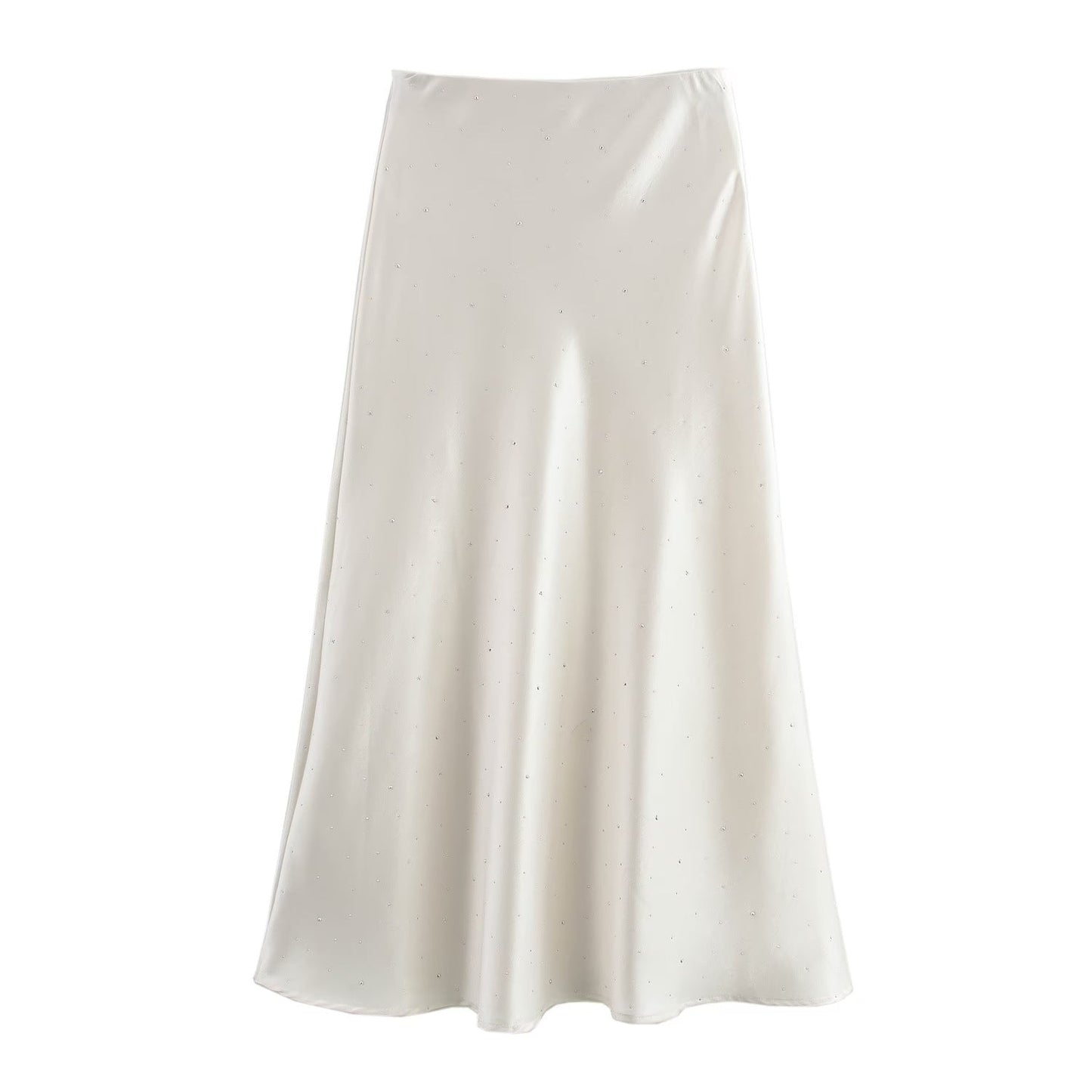 Spring Women Clothing Slimming Solid Color Rhinestone Fit Fishtail Long Skirt