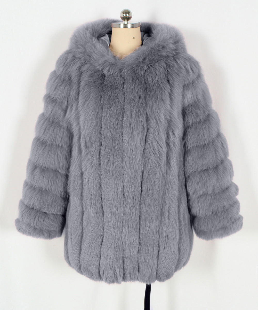 Autumn Winter Faux Fur Warm Plush Women Overcoat Faux Fur Jacket Environmental Protection Fur
