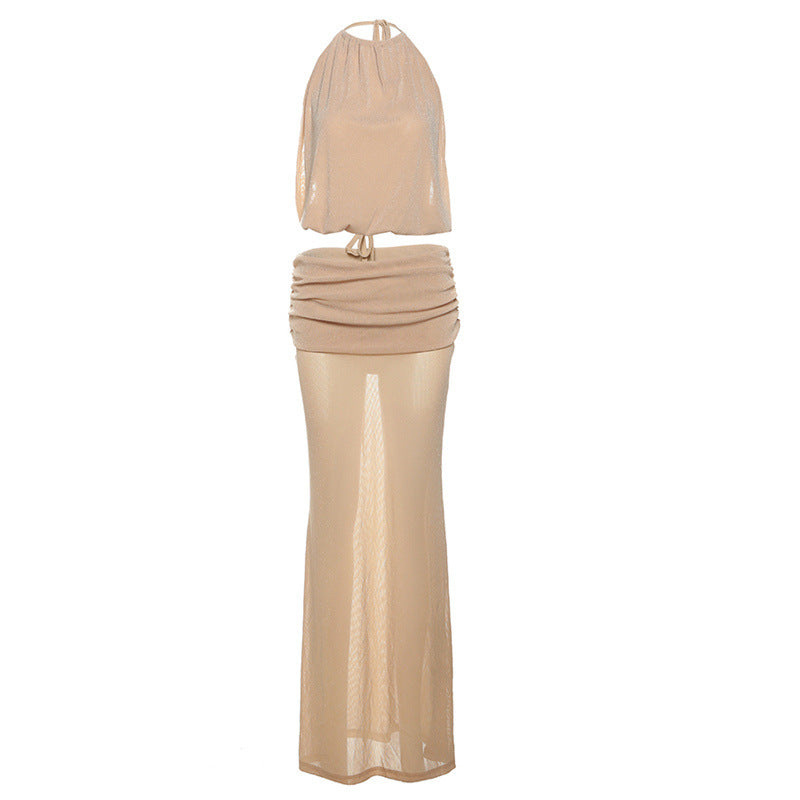 Spring Summer Women Sexy Cropped Vest Slim Sheath Skirt Two Piece Sets